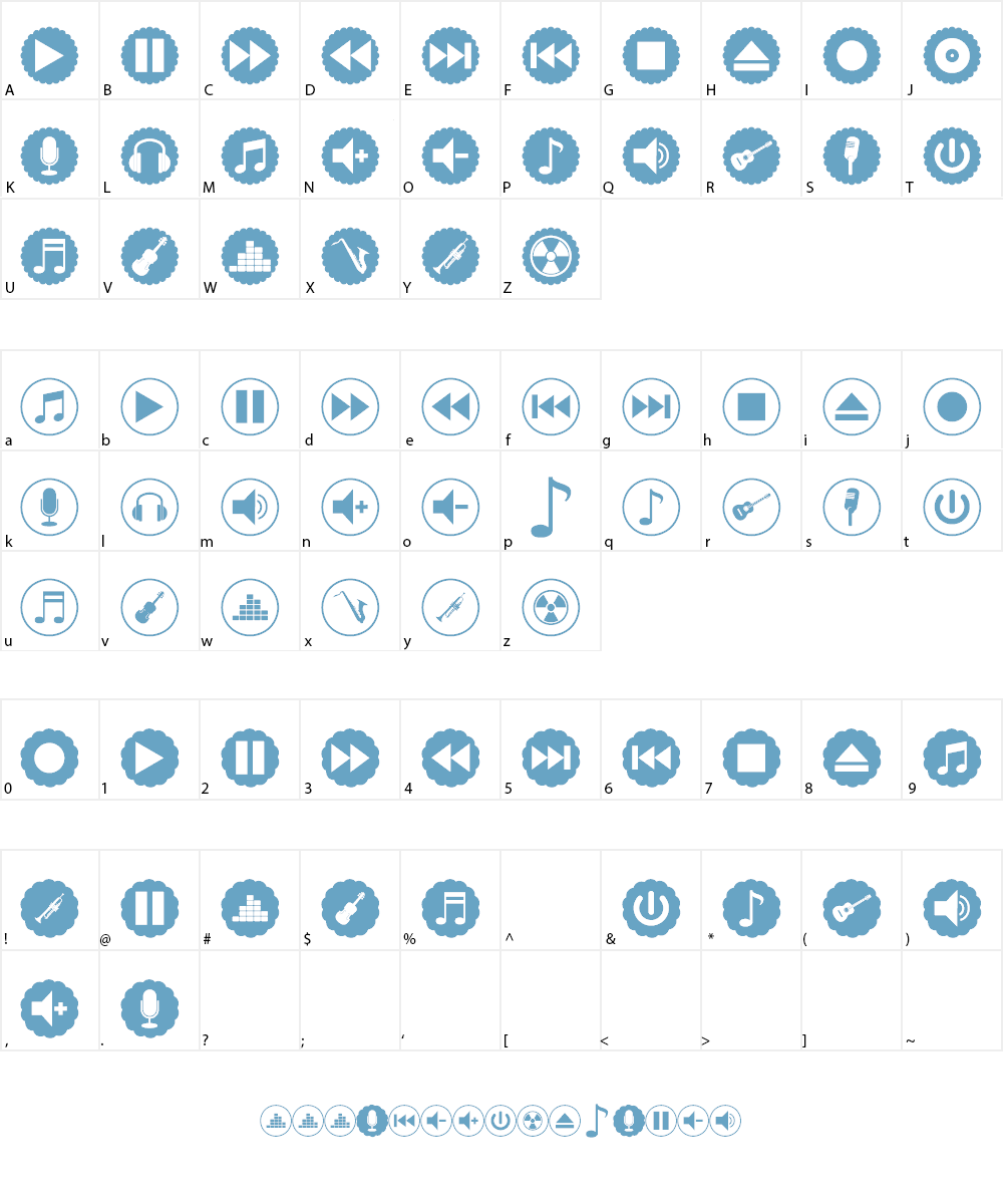 font bottons music pro Font Character